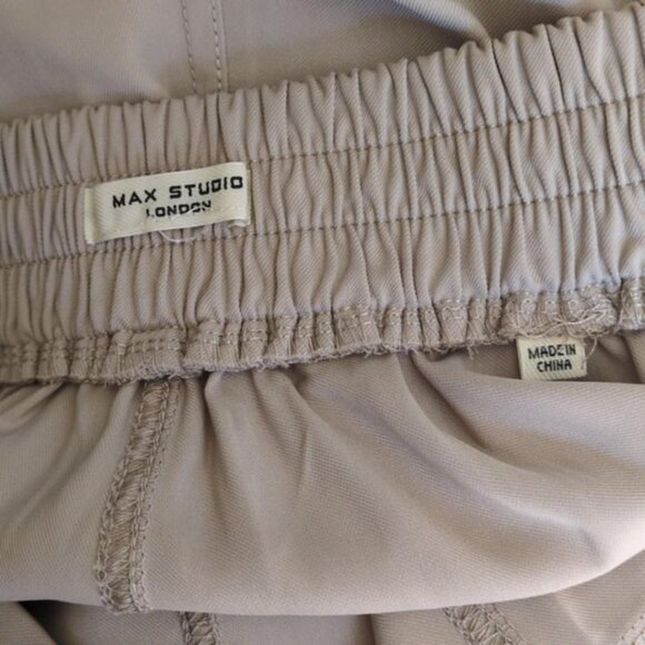 Max Studio London Wide Leg Khaki Pants Sz 10 Palazzo High Waisted Coastal Grandm - Picture 3 of 5